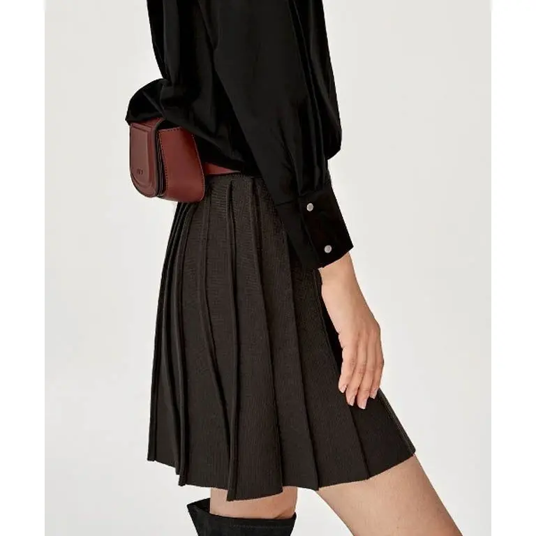 Anell Golf French Wool Skirt - Charcoal