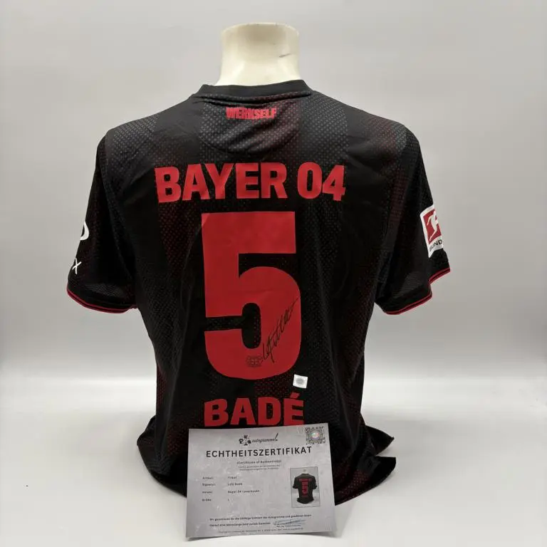 Bayer Leverkusen Trikot Loic Bade signiert New Balance COA Autogramm L