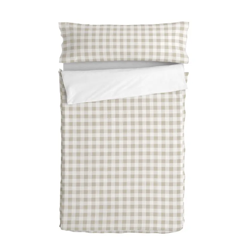 Bettbezug mit Füllung HappyFriday Basic Beige 105 x 200 cm Vichy