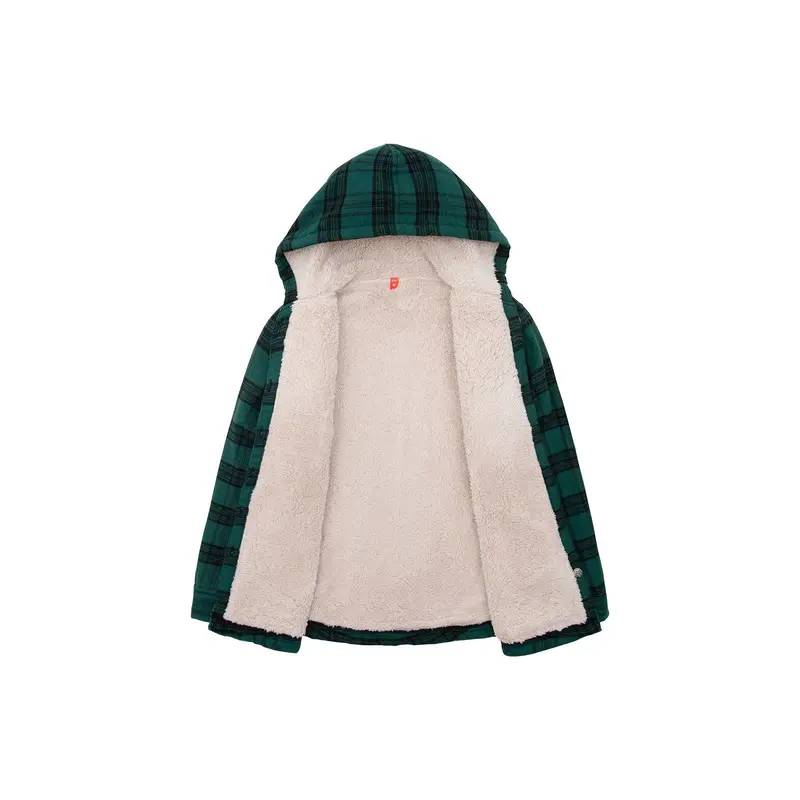 Boys Sherpa Lined Flannel Plaid Shirt Jacket,Hooded Flannel Jacket