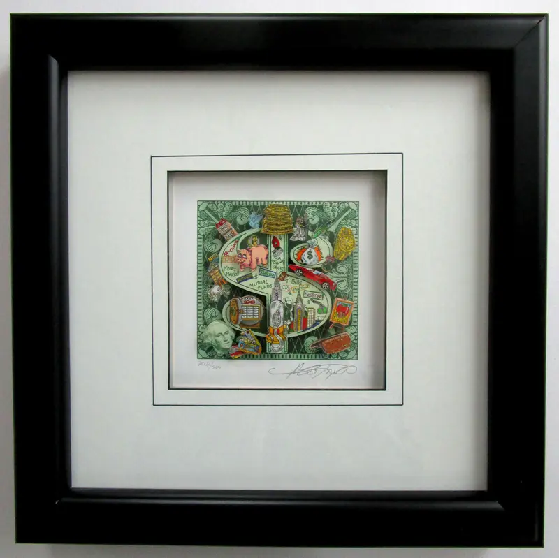 Charles Fazzino "Ka Ching" "Dollar" limitiert, signiert 3D Kunstdruck