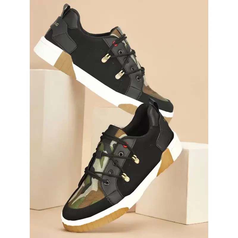 Comfortable, Shock Absorbent and Laceup- Sneakers For Men (Black)