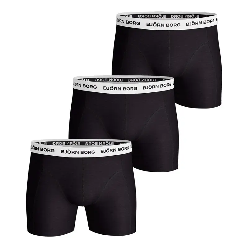 Cotton Stretch Boxer Short 3er Pack Herren - schwarz, weiß
