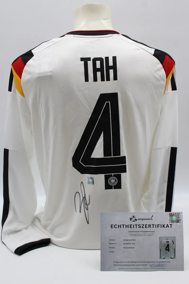 DFB Langarmtrikot WM 2026 Jonathan Tah signiert Autogramme Adidas COA neu L