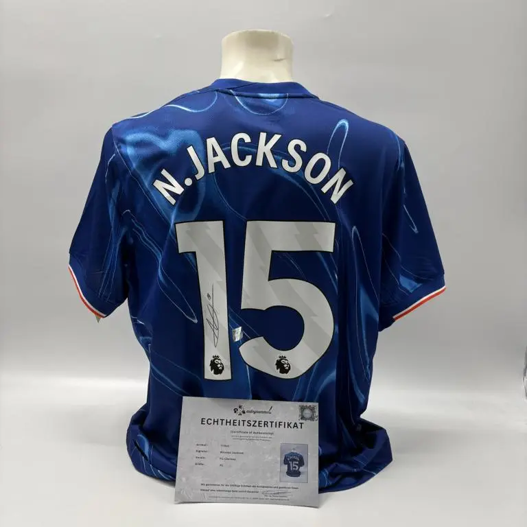FC Chelsea Trikot Nicolas Jackson signiert Autogramm Nike COA XL