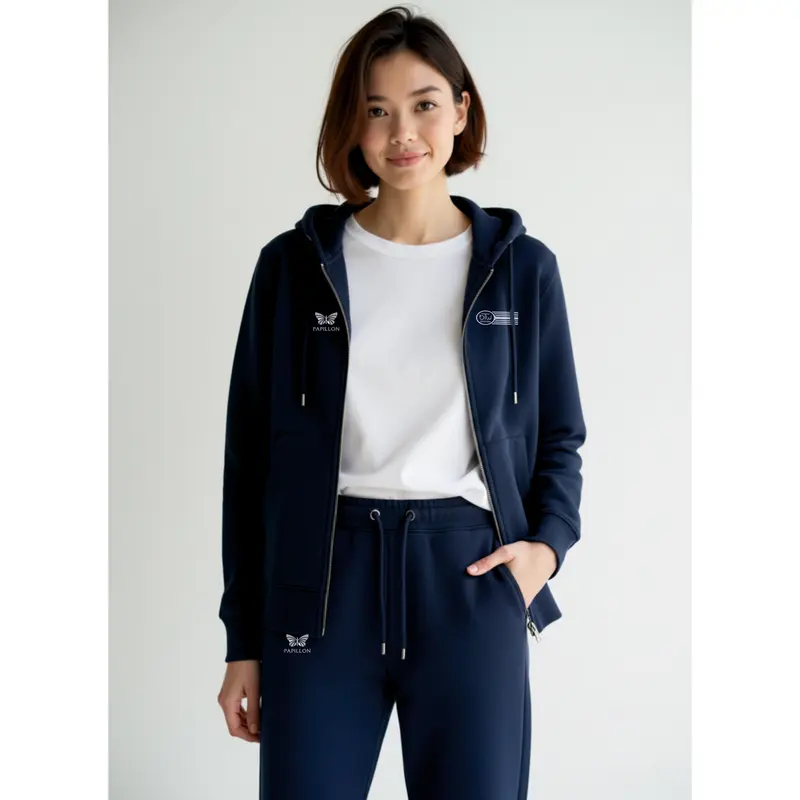 FULL-ZIP HOODIE DAMEN, NAVY