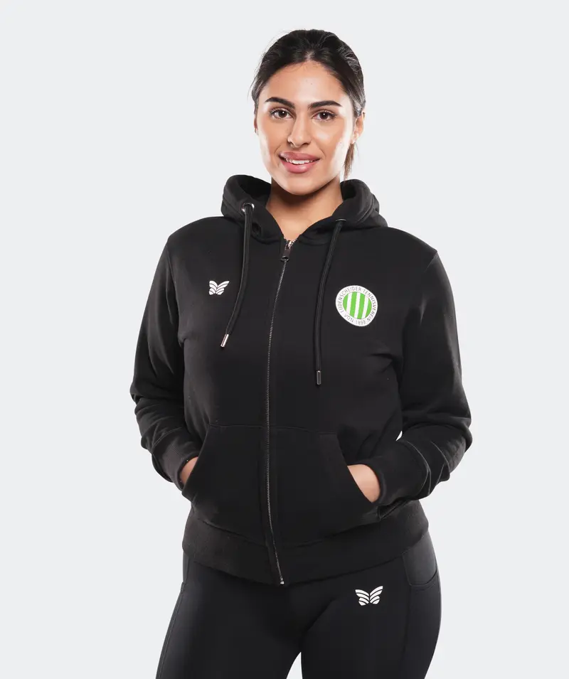 FULL-ZIP HOODIE DAMEN, SCHWARZ
