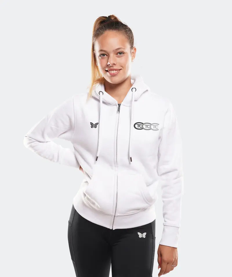FULL-ZIP HOODIE DAMEN, WEIß