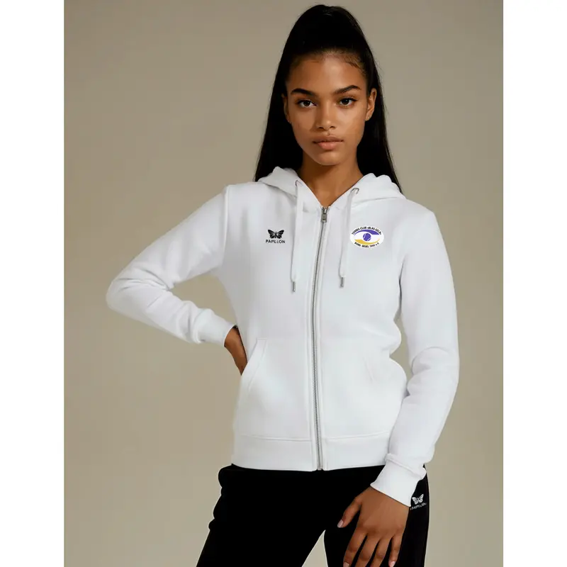 FULL-ZIP HOODIE DAMEN, WEIß