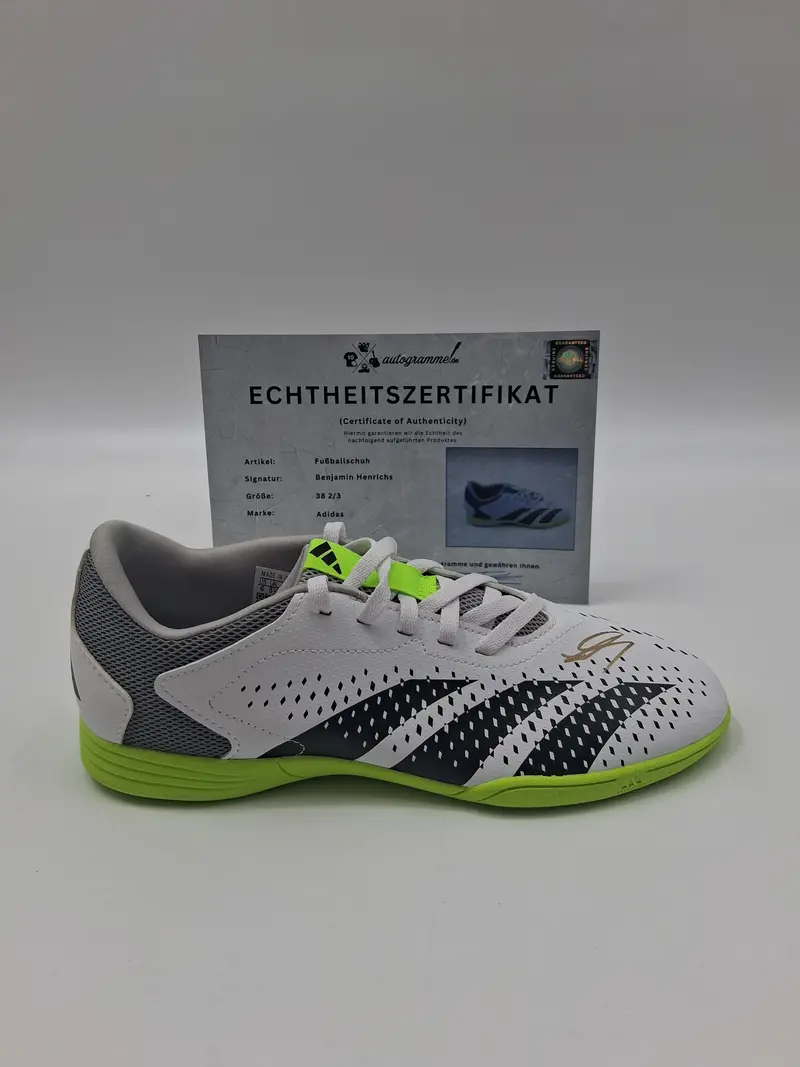 Fußballschuh Benjamin Henrichs signiert Autogramm Bundesliga Adidas 38 2/3