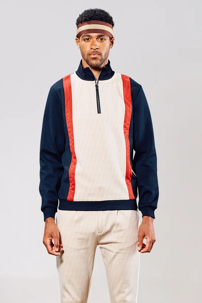 Geo Troyer – Retro Colorblock Troyer Pullover