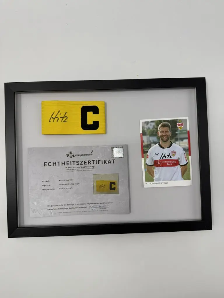 Kapitänsbinde Thomas Hitzlsperger signiert im Rahmen VFB Stuttgart Fußball COA