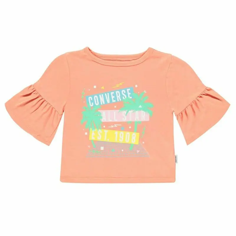 Kurzarm-T-Shirt für Kinder Converse Ruffle Lachsfarben