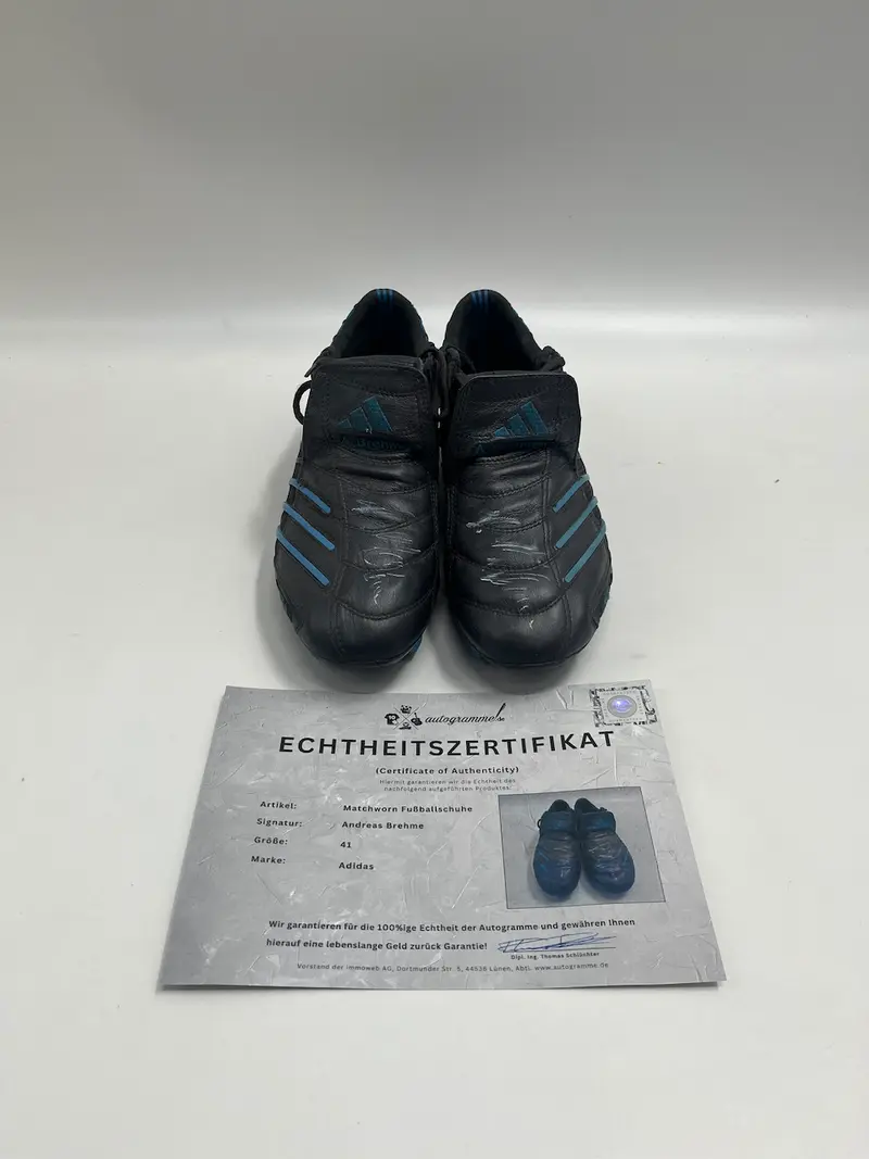 Matchworn Fußballschuhe Andreas Brehme signiert Adidas COA
