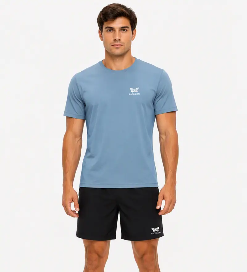PAPILLON T-SHIRT HERREN, STONE-BLUE