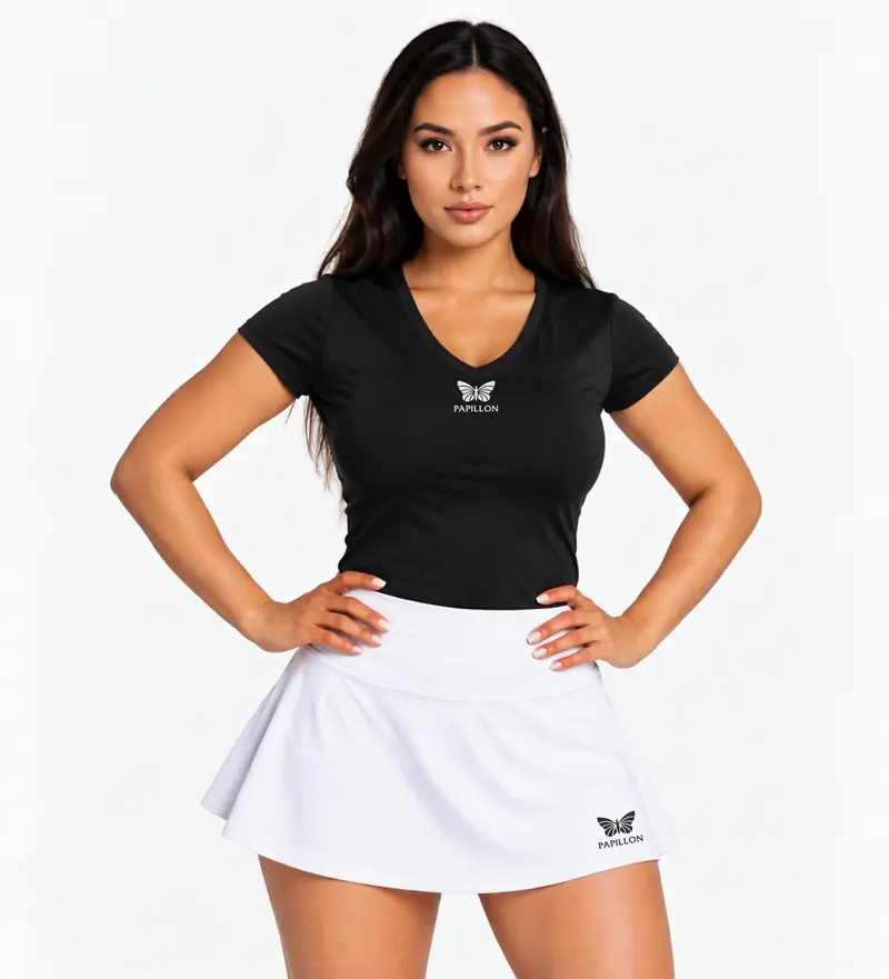 PAPILLON T-SHIRT PLUS SIZE V-AUSSCHNITT DAMEN, SCHWARZ