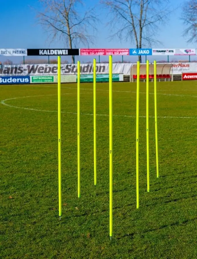 Set di 10 pali da slalom giallo neon con punte per terreno – 172cm