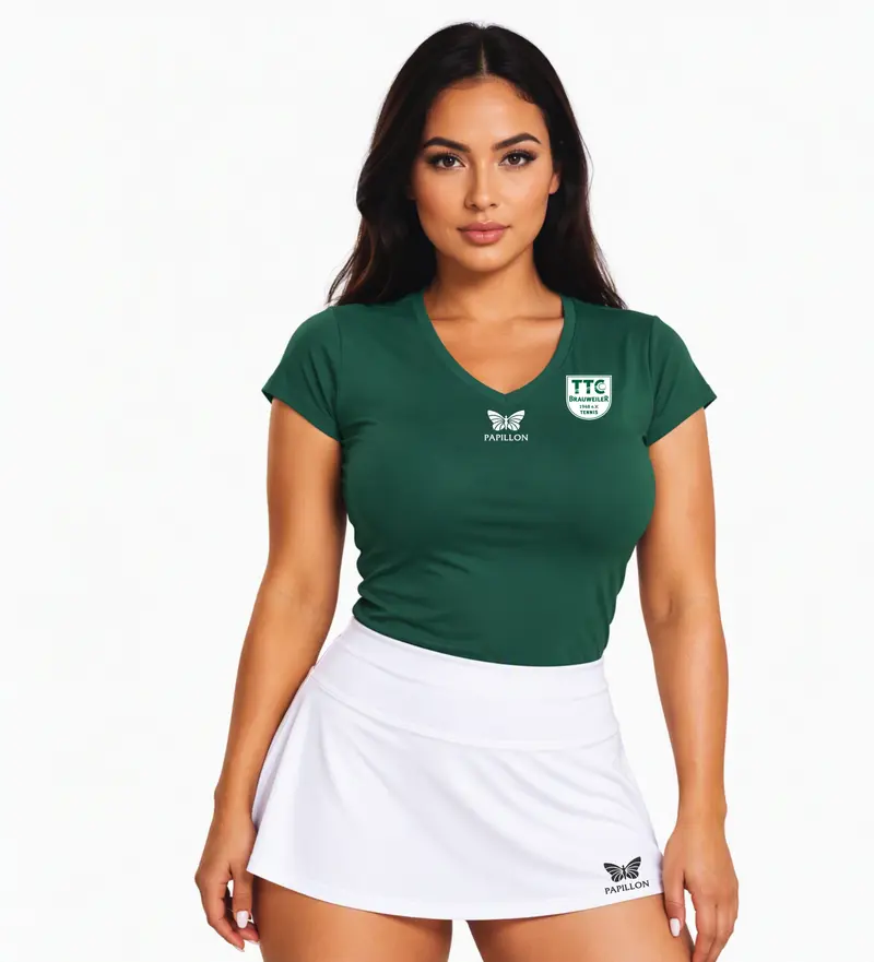 T-SHIRT PLUS SIZE V-AUSSCHNITT DAMEN, DUNKEL-GRÜN