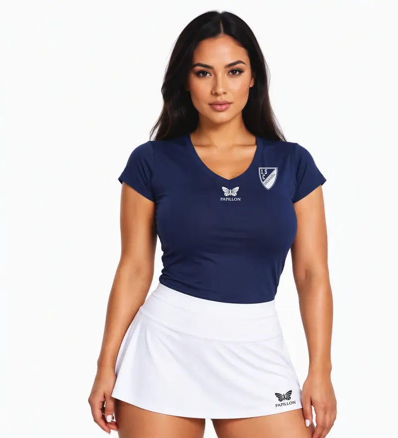T-SHIRT PLUS SIZE V-AUSSCHNITT DAMEN, NAVY