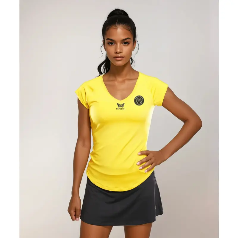 T-SHIRT V-AUSSCHNITT DAMEN, GELB
