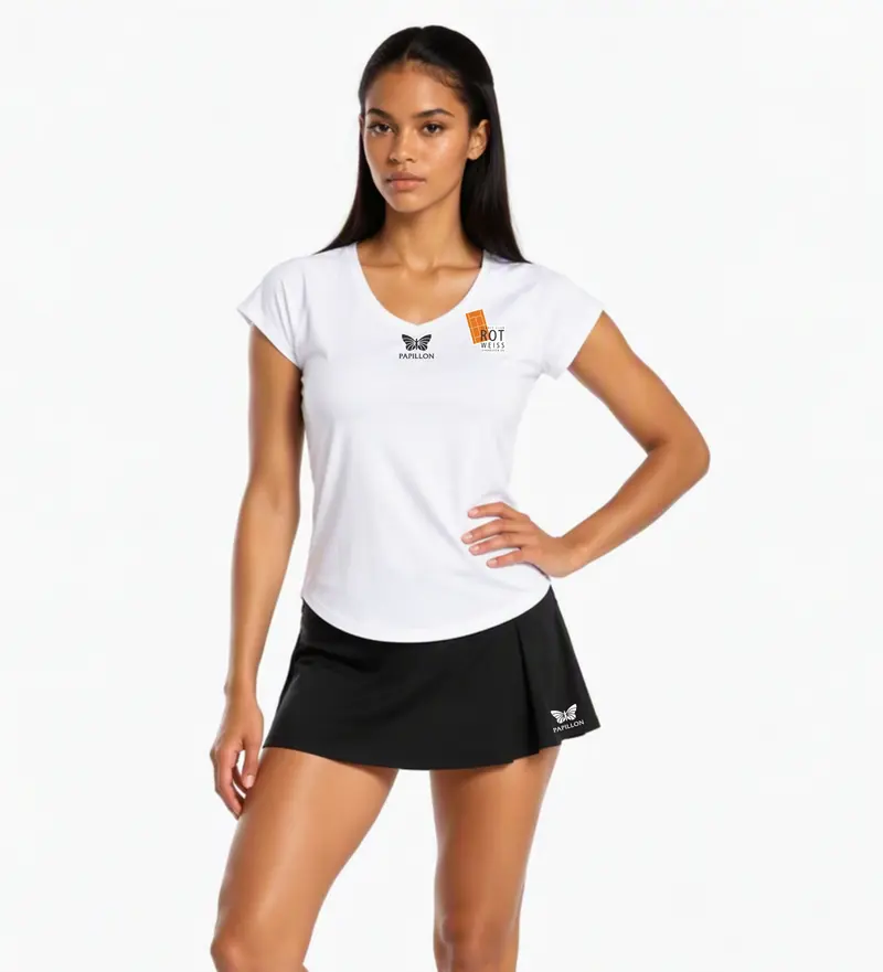 T-SHIRT V-AUSSCHNITT DAMEN, WEIß