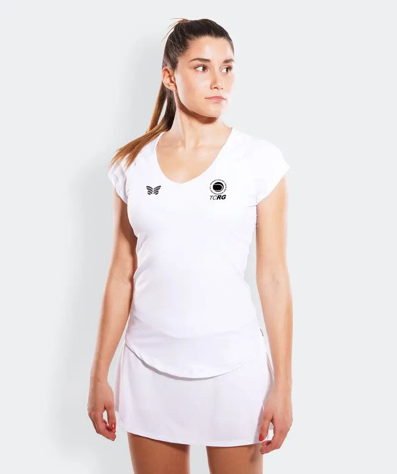 T-SHIRT V-AUSSCHNITT, DAMEN, WEIß