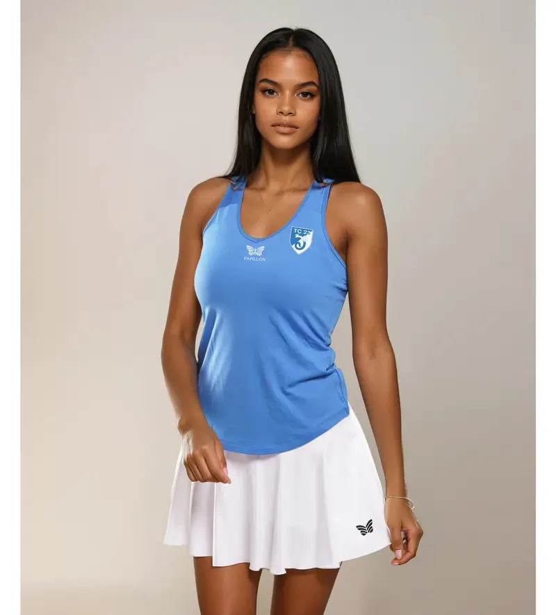 TANKTOP V-AUSSCHNITT DAMEN, BLAU