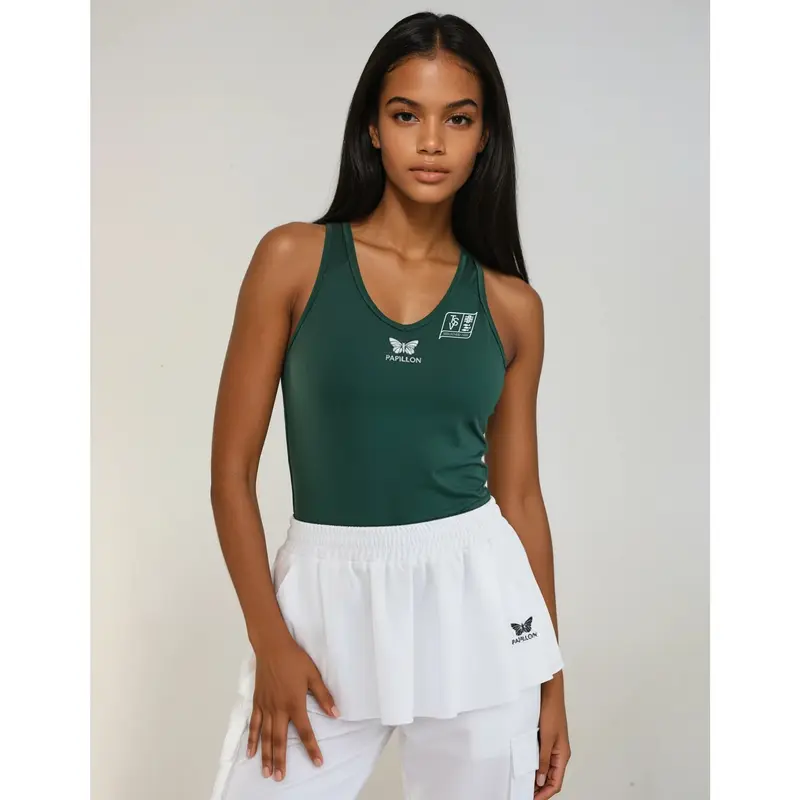 TANKTOP V-AUSSCHNITT DAMEN, DUNKEL-GRÜN