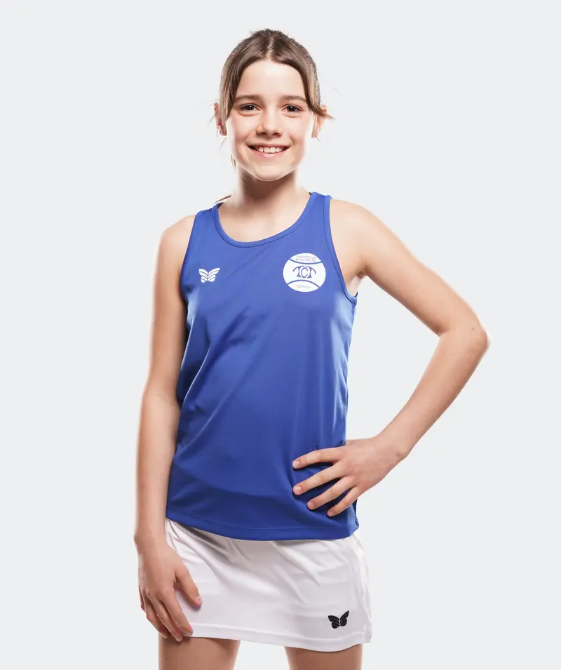 TANKTOP V-AUSSCHNITT MÄDCHEN, BLAU