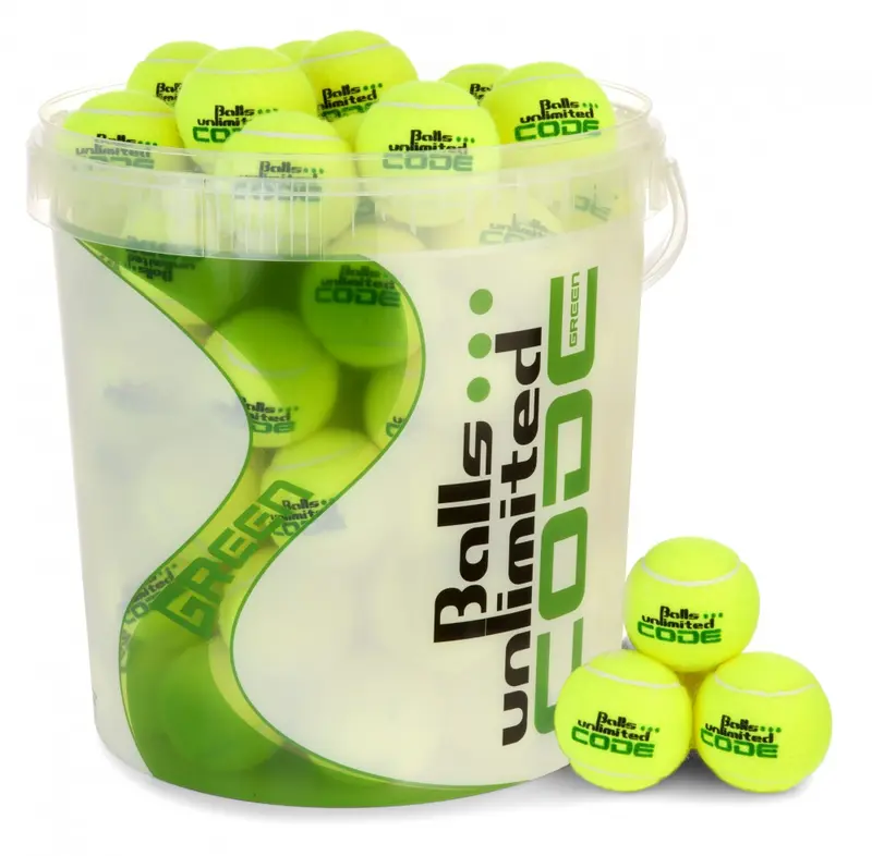 Tennisbälle Code Green 60er Beutel - gelb/weiss inklusive Balleimer