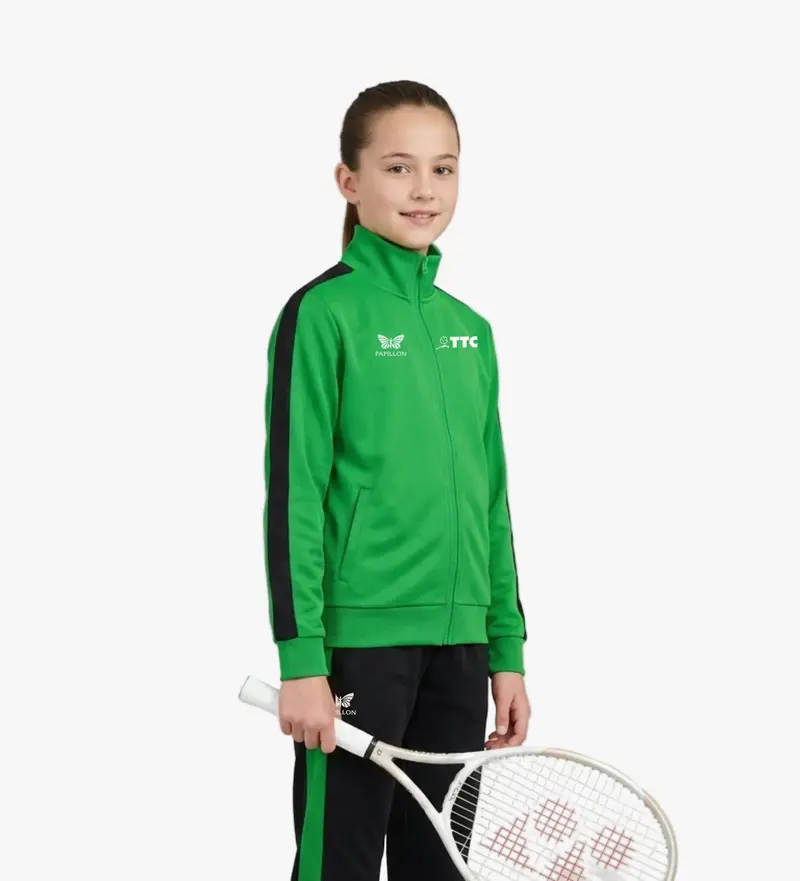 TRAININGSJACKE MÄDCHEN, GRÜN-SCHWARZ