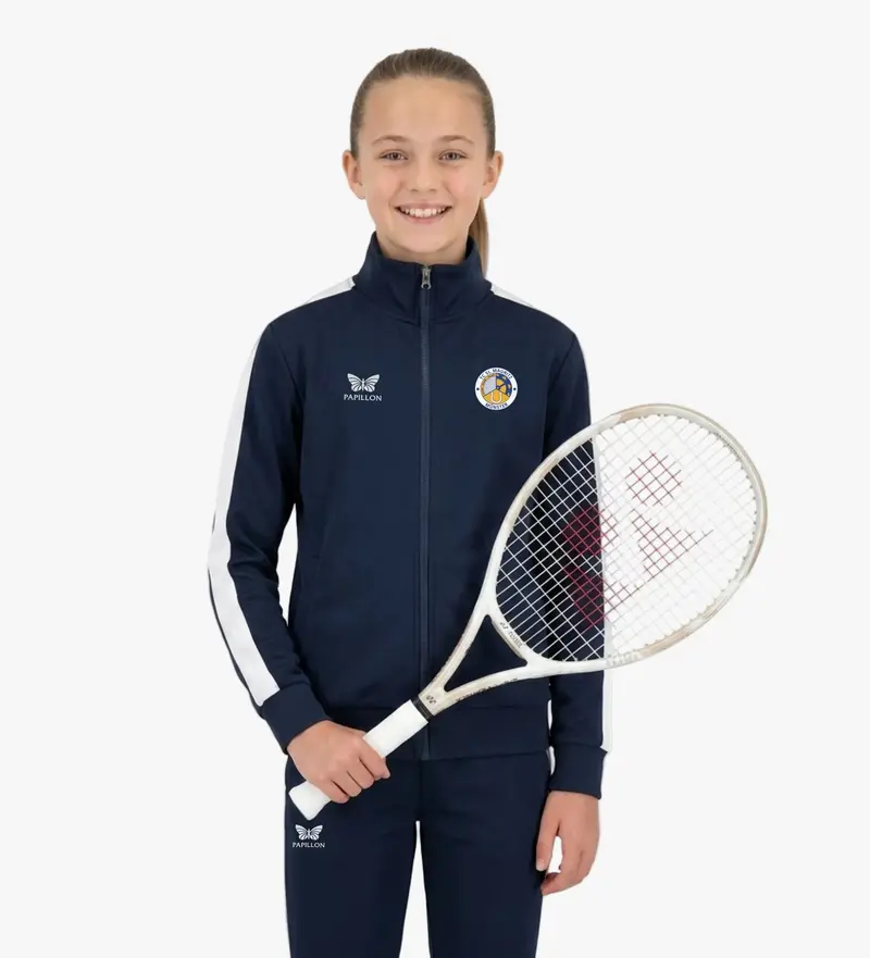 TRAININGSJACKE MÄDCHEN, NAVY-WEIß