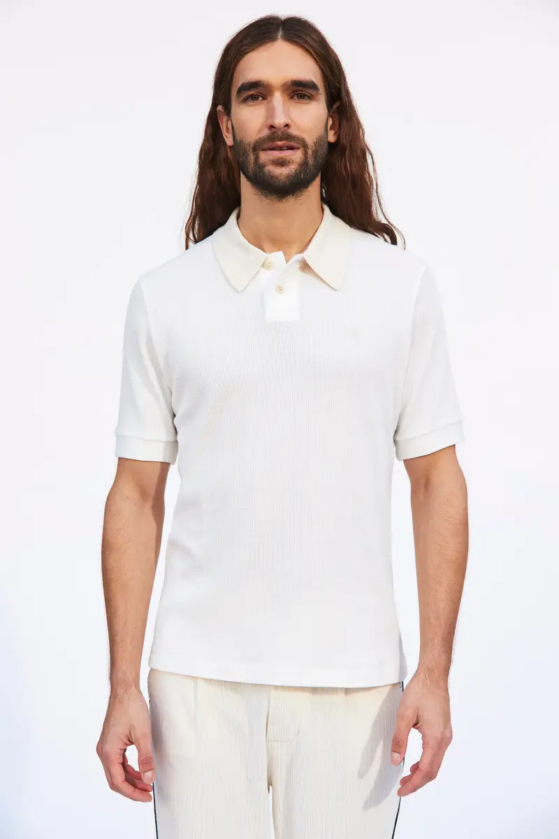Waffel Polo – Oversized Retro Poloshirt Herren