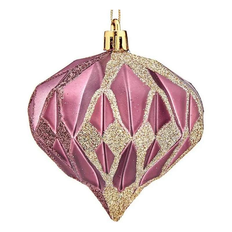 Weihnachtsbaumkugeln Diamant Ø 8 cm 6 Stück Rosa Kunststoff