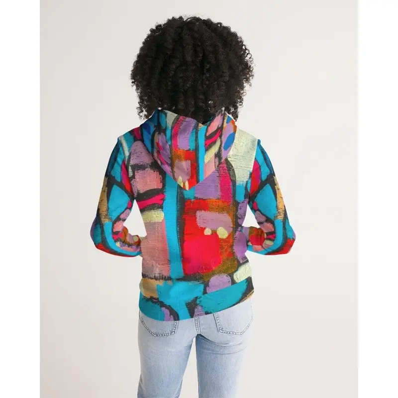 Womens Hoodie - Pullover Hooded Sweatshirt / Multicolor Graphic